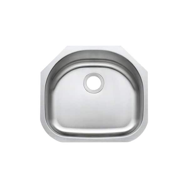 CHESHIRE 23 in. Undermount Single D-Shape Bowl 18 Gauge Stainless Steel ...