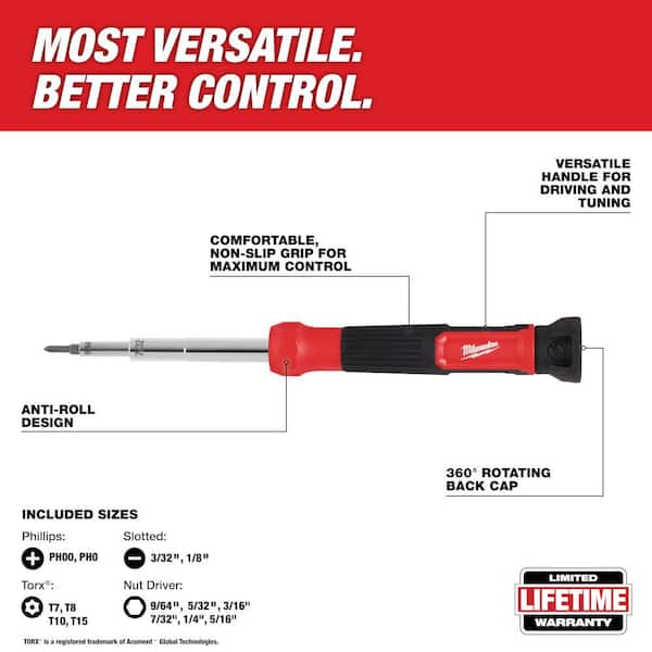 Milwaukee 14 in. 1-Precision Multi-Bit Screwdriver 48-22-2933 
