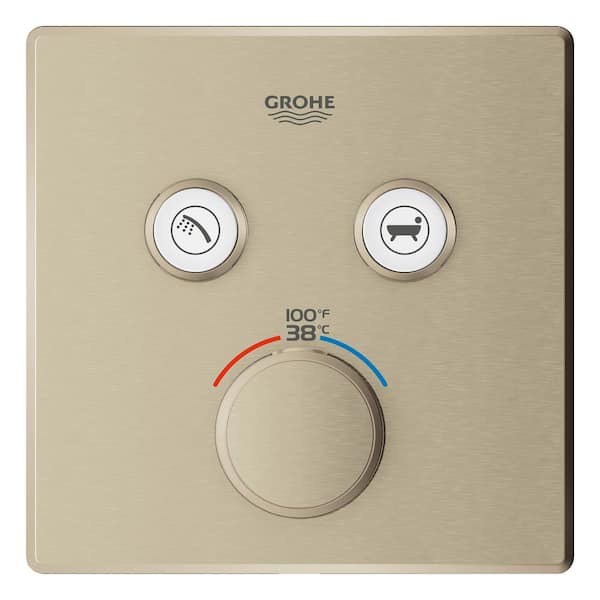 Grohtherm Smart Control Dual Function Square Thermostatic Trim with Control Module in Brushed Nickel