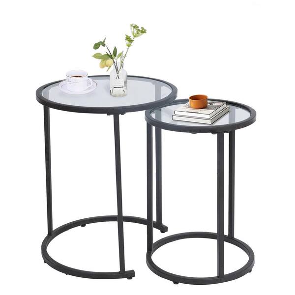 Round Glass Top End Table U200054, Decorative Round Table With Glass Top