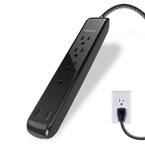 4-Outlet 2 USB Port Surge Protector with 4 ft. Braided Power Cord, Black