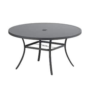 Tenleaf Black Metal 53 in. All Weather Round Outdoor Dining