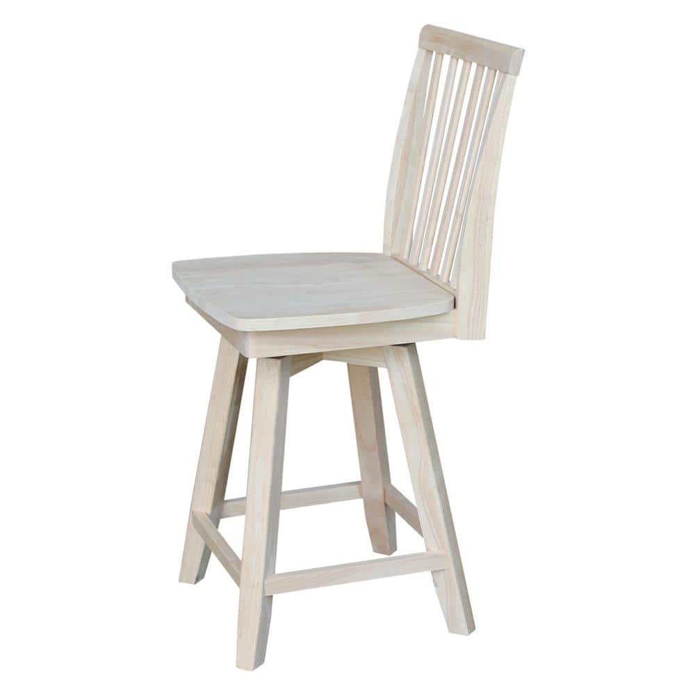 Brown Parawood Swivel Counter Stool, 24" Height