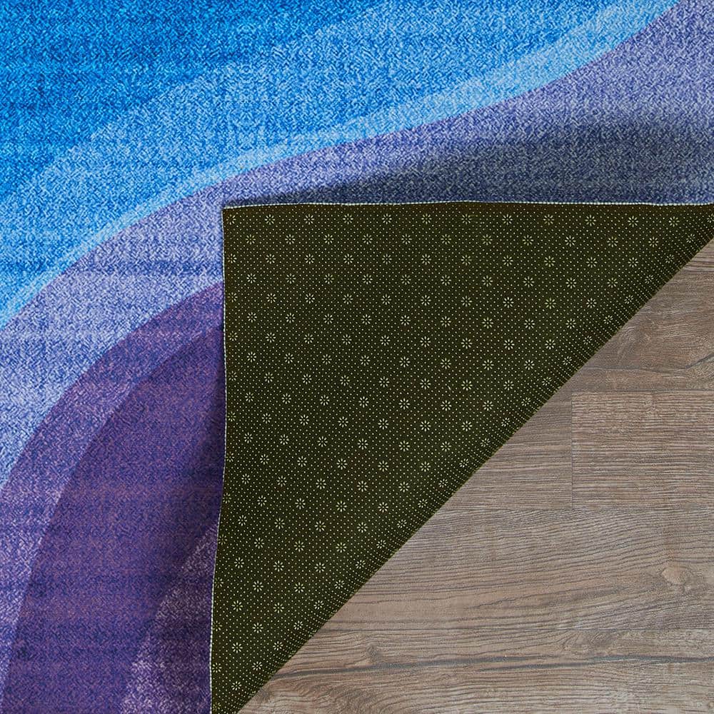 Multicolor Rainbow Waves Rectangular Synthetic Area Rug 8' x 10'