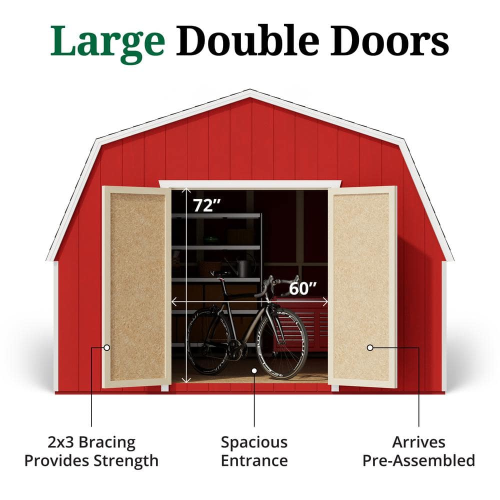 12' x 24' Red Wood Gambrel Roof Storage Shed Kit
