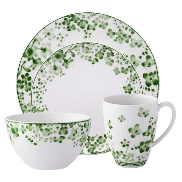 Noritake Bloomington Road (White and Green) Porcelain 4-Piece Place Setting, Service for 1