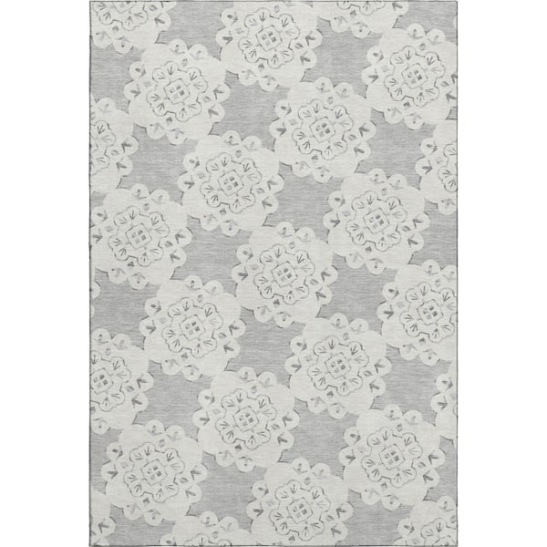 Mayfield Premium Machine Washable Abstract AMF2352 Gray 9 ft. x 12 ft. Area Rug