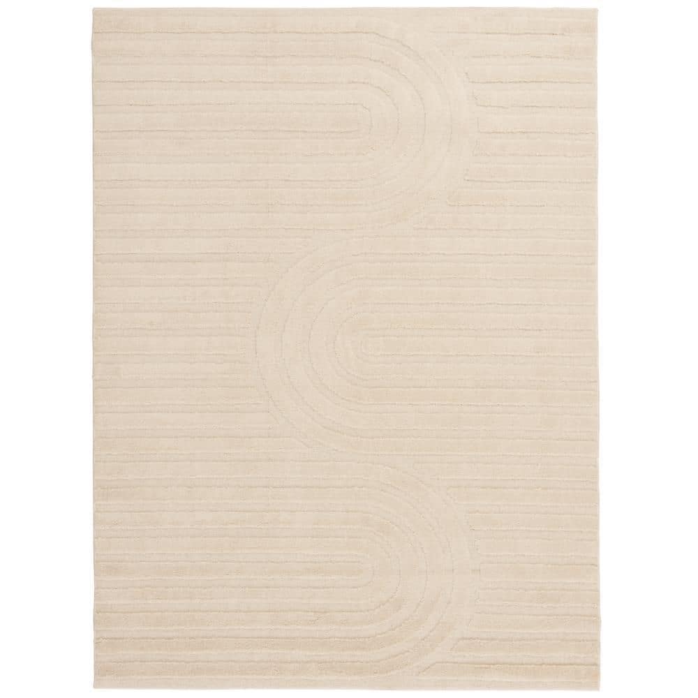 Oathil 5 ft. x 7 ft. Cream Geometric Polyester Area Rug price history on PriceWatchPro