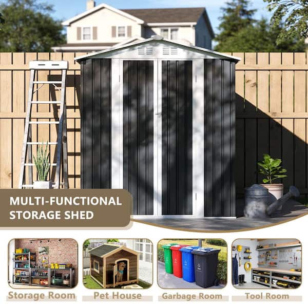 6 ft. W x 9 ft. D Metal Garden Shed with Hinge Door (54 sq. ft