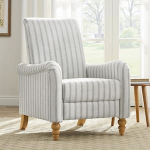 Ivan Stripe Farmhouse Polyester Recliner with Solid Wood Spindle Legs