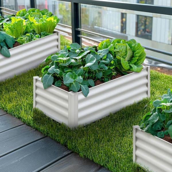 48 in. W x 24 in. D x 12 in. H Surfmist Metal Raised Garden Bed