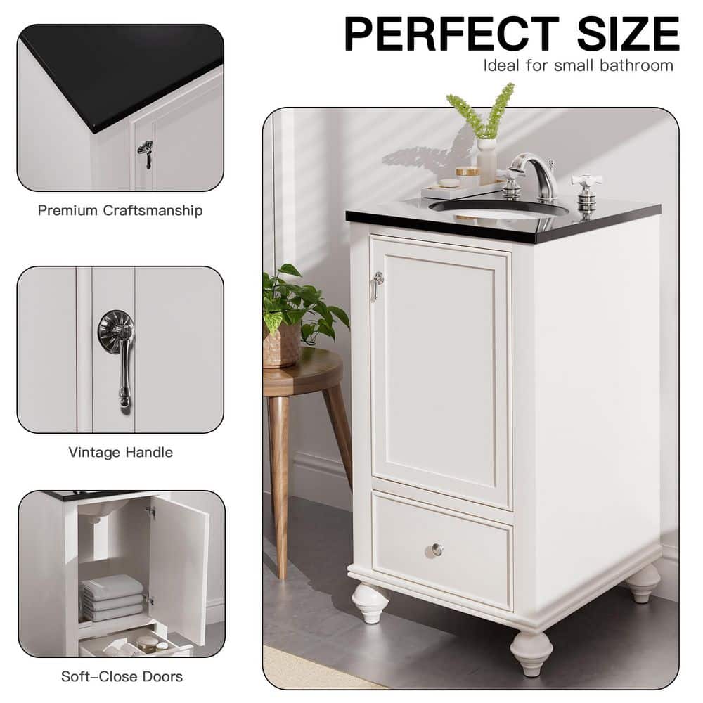 24" Navy Composite Freestanding Vanity with White Ceramic Top