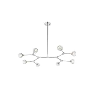 Timeless Home 45 in. 8-Light Chrome And Clear Pendant Light