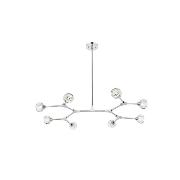Unbranded Timeless Home 45 in. 8-Light Chrome And Clear Pendant Light