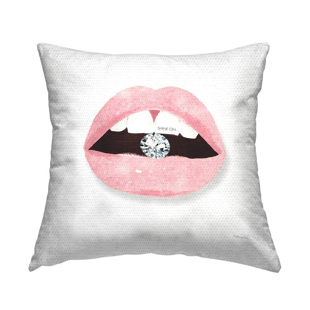 Shine On Motivational Phrase Pink Lips Diamond Bite Pink Square Outdoor Throw Pillow price history on PriceWatchPro