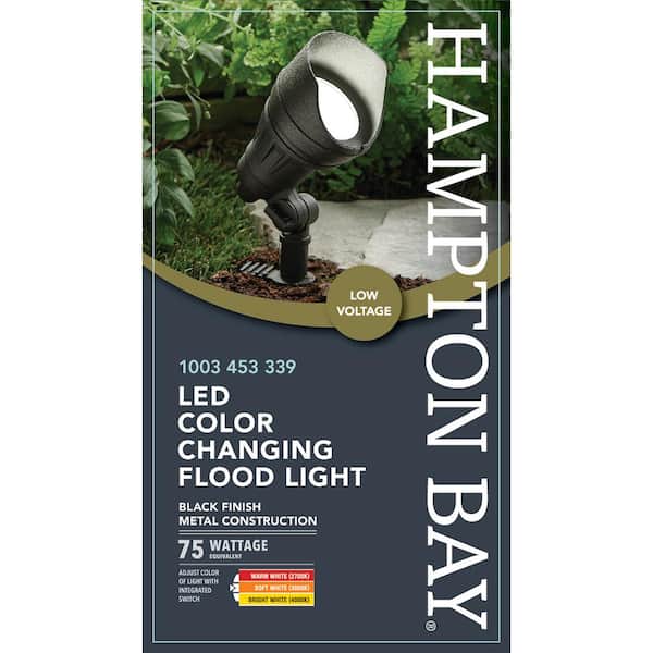 Hampton Bay 75-Watt Equivalent Low Voltage Black LED Outdoor Landscape Flood  Light with Adjustable Light Color IWH5301LL-2 - The Home Depot