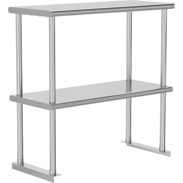 Adrinfly 2-Tier Stainless Steel Double Overshelf, 12 in. x 36 in. 330lb Capacity Kitchen Prep Table in Restaurant, Home