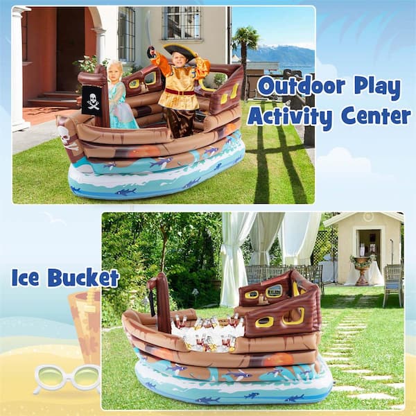 Costway Inflatable Pirate Ship Playhouse with Built in Motor