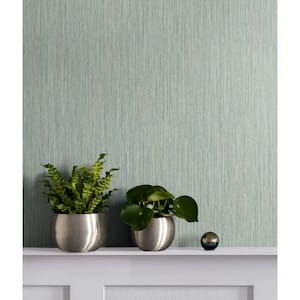 60.75 sq. ft. Seaglass Vertical Stria Embossed Vinyl Un-Pasted Wallpaper Roll