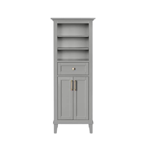 Home Decorators Collection Grayson 23 in. W x 16 in. D x 60 in. H Gray Freestanding Linen Cabinet