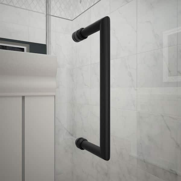 DreamLine - Unidoor Toulon 52 52 1/2 in. W x 72 in. H Frameless Hinged Shower Door in Matte Black