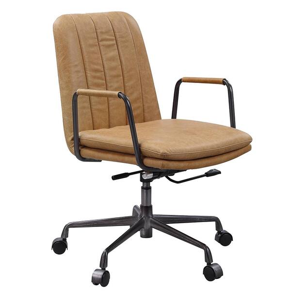 argos brown leather office chair