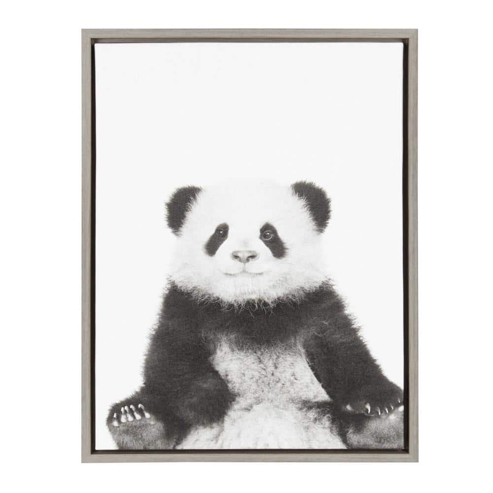 Simon Te Tai Black and White Panda Framed Canvas Art
