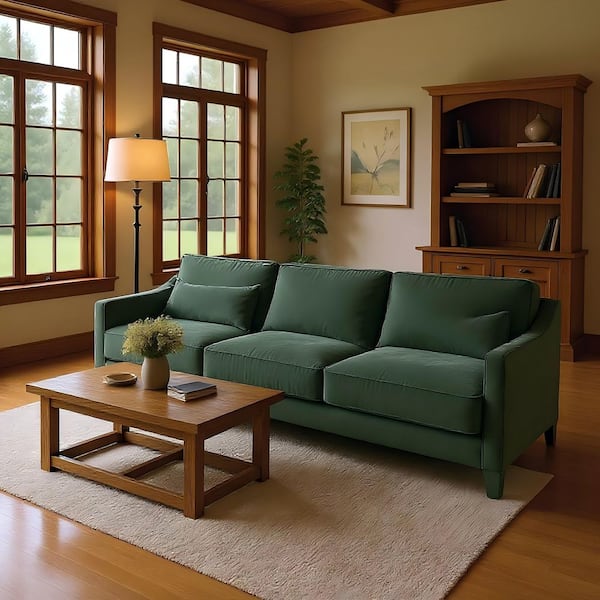 WBKZMS 105.9 in. Straight Arm 3-Piece Chenille Modular Sectional Sofa with Comfort and 3-Seater in Forest Green