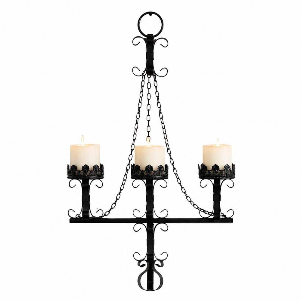 Black Metal Candelabra Single-Pack, Gothic Black Metal Wall Candle