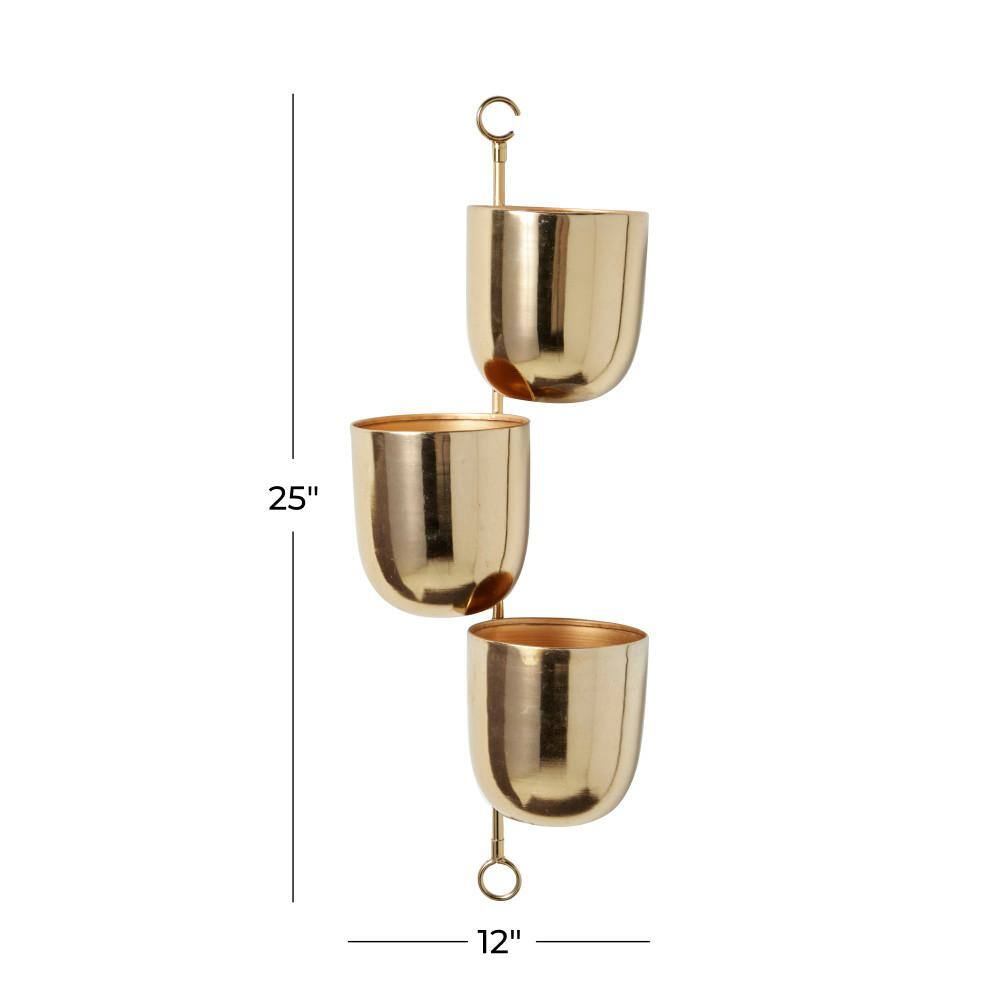 Gold Metal 3-Tier Indoor/Outdoor Hanging Wall Planter