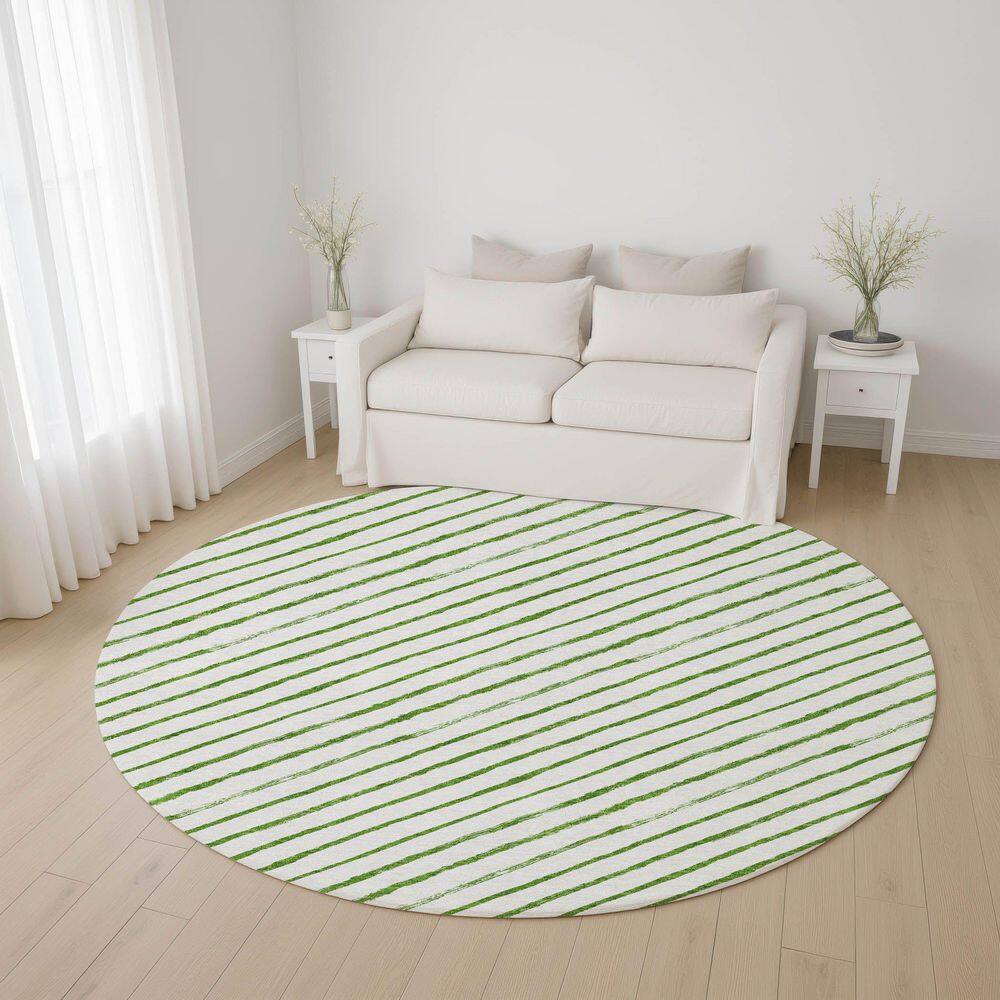 Mayfield Premium Machine Washable Abstract AMF1819 Green 8 ft. x 8 ft. Round Rug price history on PriceWatchPro