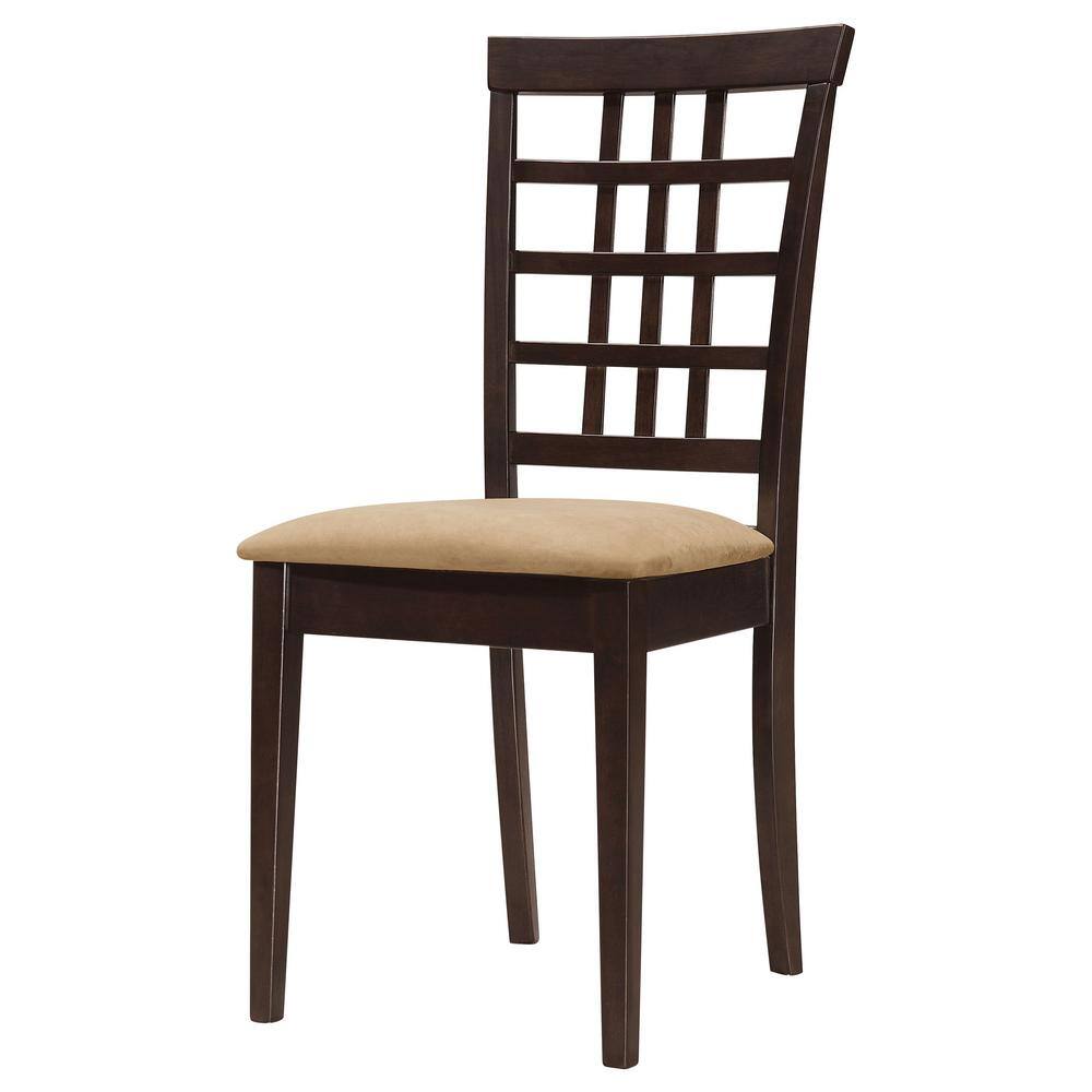 High-Back Traditional Beige Microfiber Upholstered Side Chair