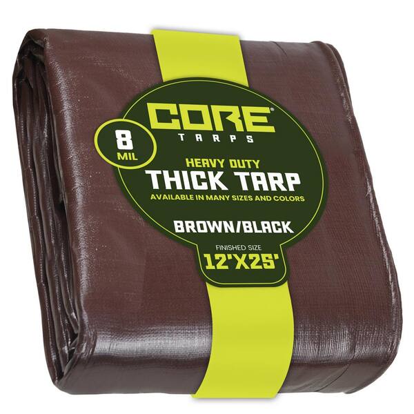 10' x 12' Super Heavy Duty 16 Mil Brown Poly Tarp Cover - Thick Waterproof,  UV Resistant, Rip and Tear Proof Tarpaulin with Grommets and Reinforced