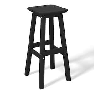 Laguna 29 in. HDPE Plastic All Weather Backless Square Seat Bar Height Outdoor Bar Stool in Black