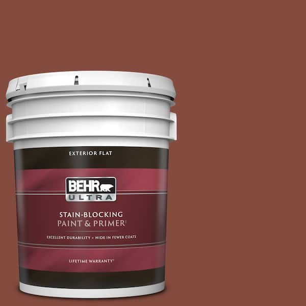 BEHR ULTRA 5 gal. #S160-7 Red Chipotle Flat Exterior Paint & Primer