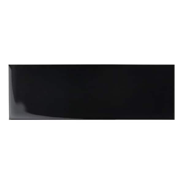 Giorbello (Sample) Glass Subway Black 3-in x 9-in Glossy Glass Tile