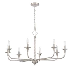 Jolenne 8-Light Brushed Polished Nickel Finish Transitional Chandelier for Kitchen/Dining/Foyer, No Bulbs Included