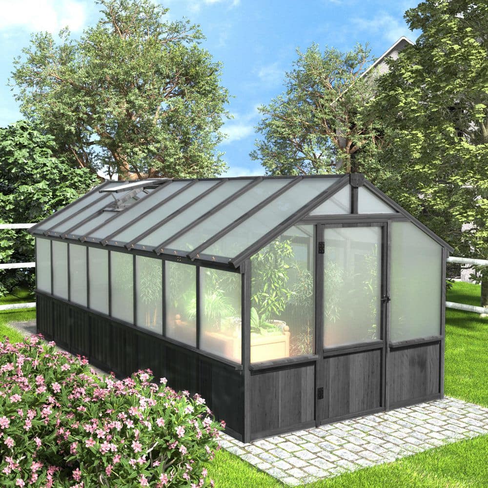 VEIKOUS 8 ft. W x 16 ft. D Cedar Wood Black Garden Plant