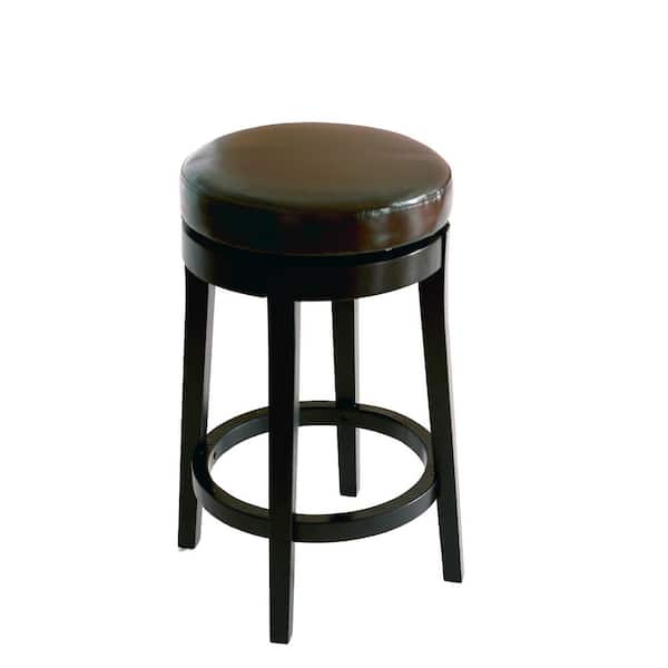 Armen Living 26 in. H Brown Bonded Leather Backless Swivel Bar Stool