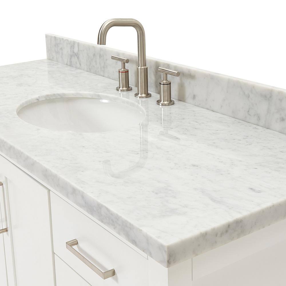 Magnolia 55" White Solid Wood Single Vanity with Carrara Top