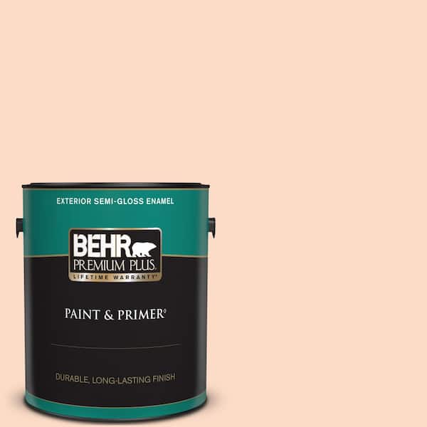 BEHR PREMIUM PLUS 1 gal. #250C-2 Sugared Peach Semi-Gloss Enamel Exterior Paint & Primer