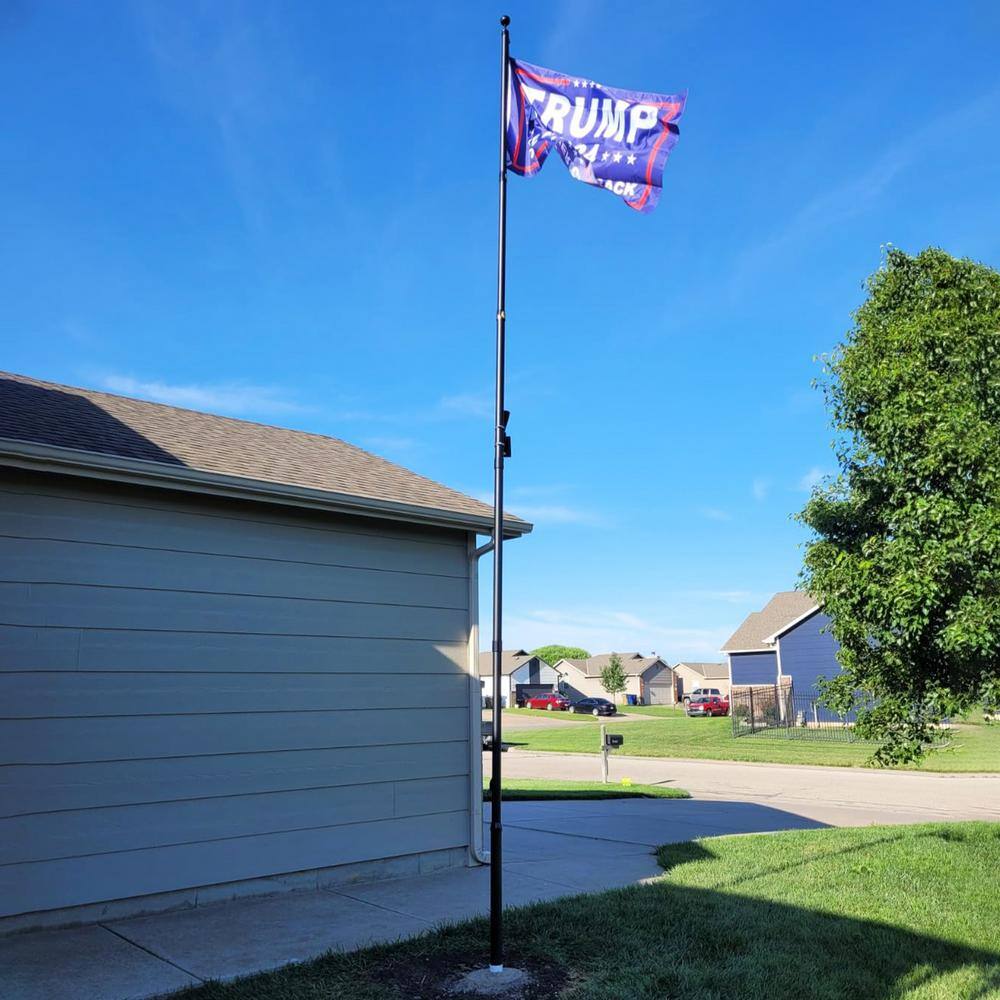 20FT Black Heavy Duty Aluminum Sectional Flagpole Kit with Golden Ball Topper