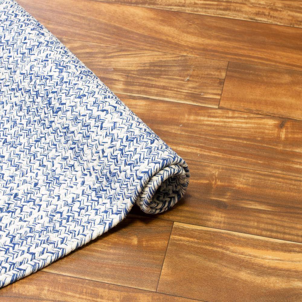 Blue and White Braided Cotton Oval Area Rug 4' x 6'