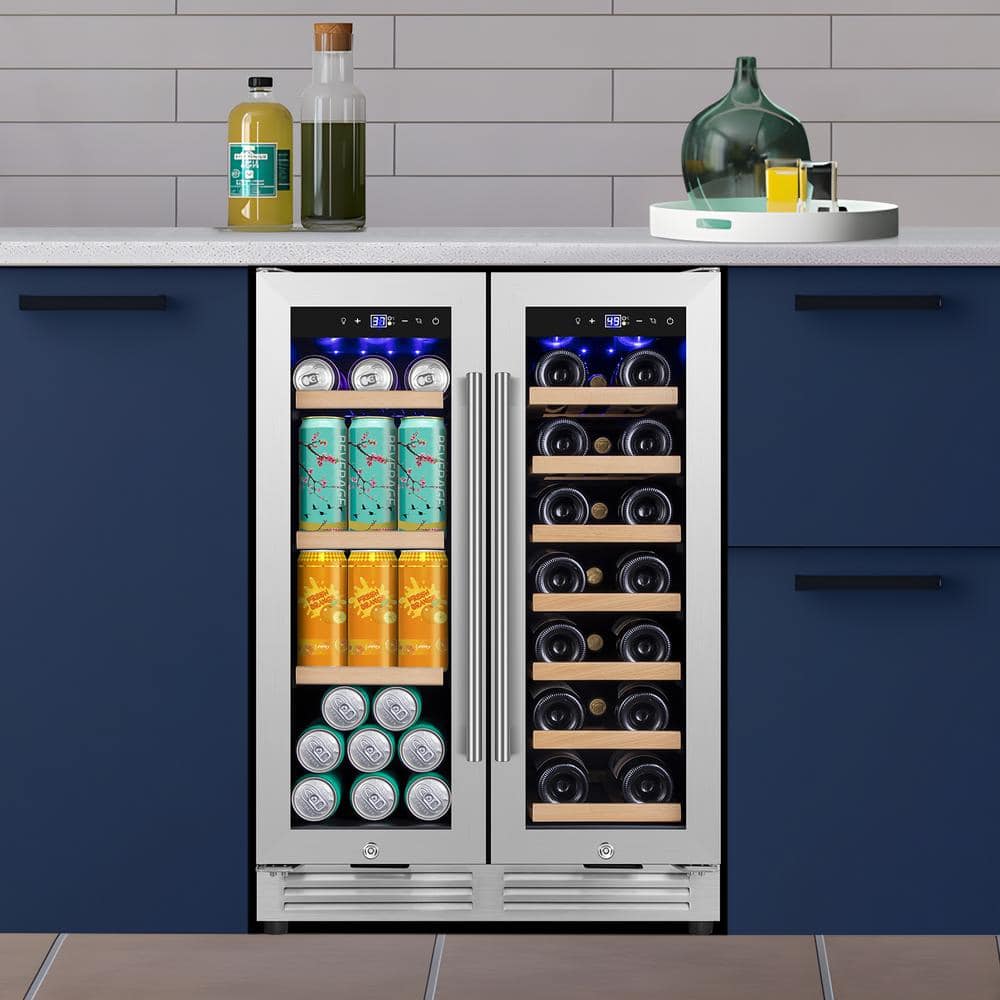 24-Inch Dual Zone Stainless Steel Wine and Beverage Refrigerator