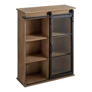 Barnhardt 8 in. x 22 in. x 28 in. Rustic Brown Wood Floating Decorative Cubby Wall Shelf With Brackets