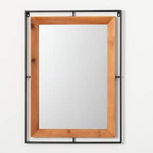 21 in. W x 29 in. H Black Framed Walnut Mirror, Wood