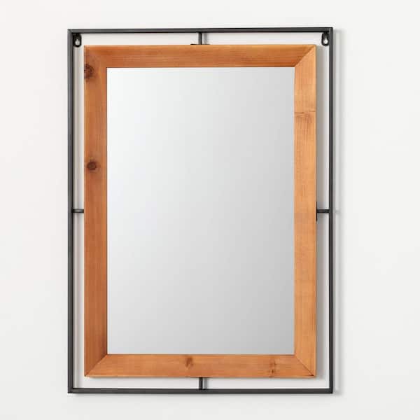 SULLIVANS 21 in. W x 29 in. H Black Framed Walnut Mirror, Wood