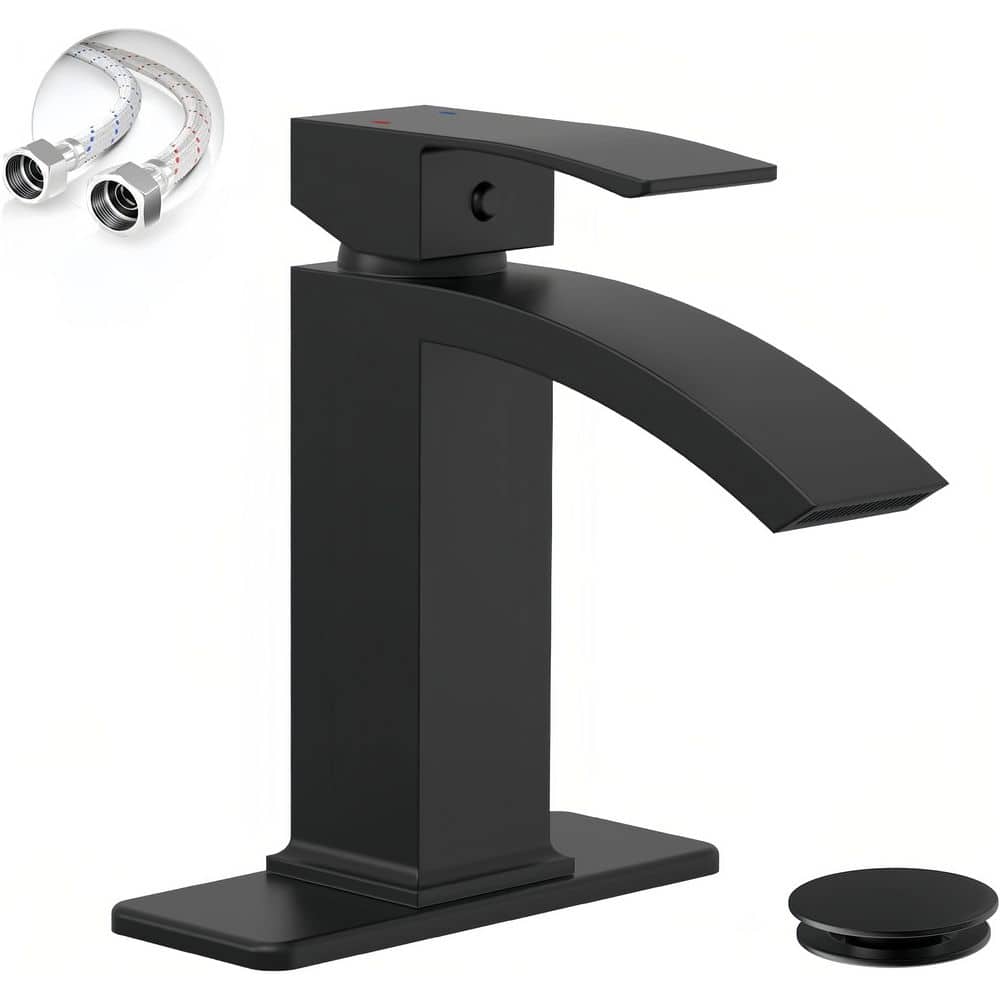 BWE Waterfall Single Hole Single-Handle Low-Arc Bathroom Sink