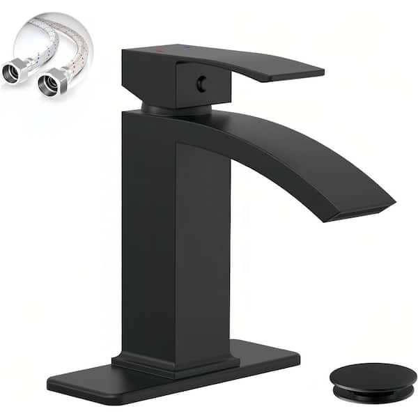 BWE Waterfall Single Hole Single-Handle Low-Arc Bathroom Sink