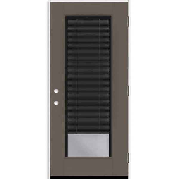 Steves & Sons Legacy 30 in. x 80 in. Full Lite Clear Glass Noir Miniblind LHOS Kindling Fiberglass Prehung Door with 4-9/16 in. Jamb